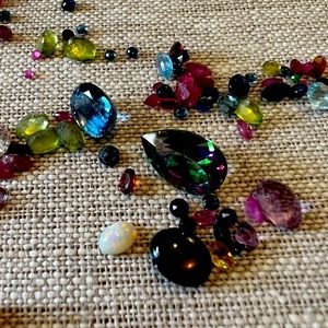 Little Jar of Cut Stones - Natural & Lab Grown mix. Sapphire, Ruby, Emerald, etc